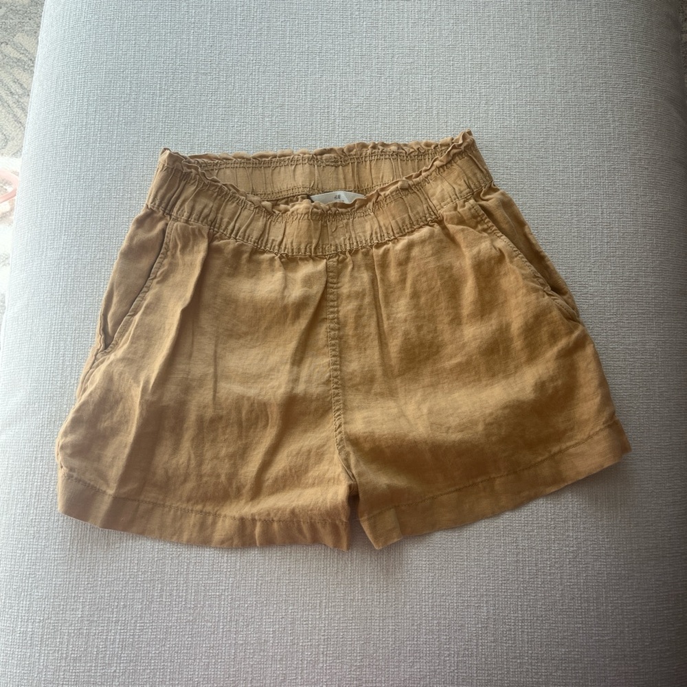 Tan linen shorts